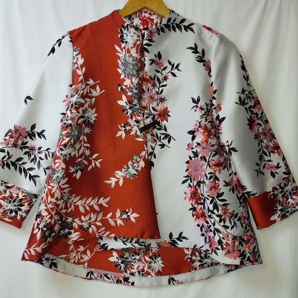 IC‎ By Connie K Floral Jacquard Kimono Style Blazer Women's Sz XS